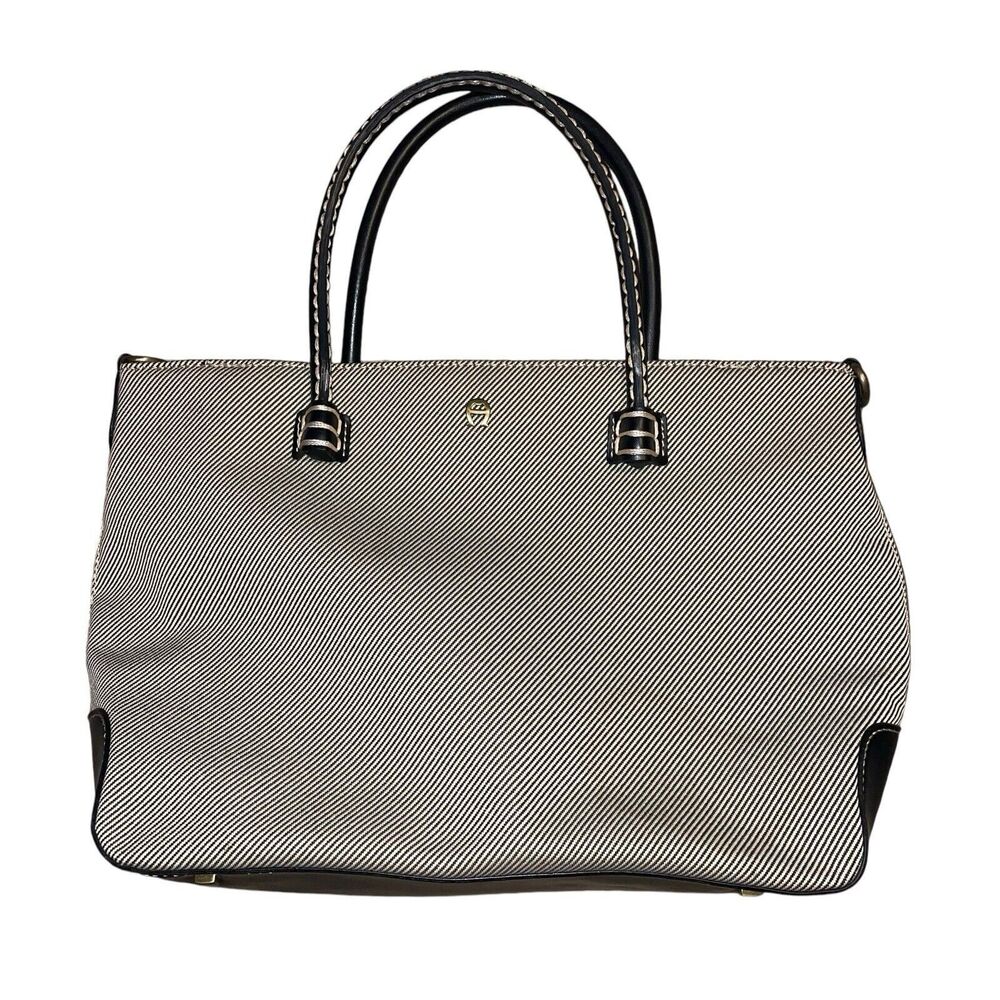 Vintage Etienne Aigner Handbag Canvas and‎ leather Black 9.5"x15"